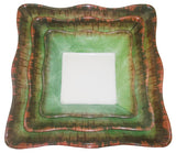 3-piece Floral Dish Plate Set Brown-Green