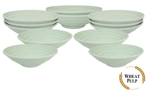 12-piece 8x2.75" Wheat Pulp Spiral Bowl Sets 1000ml (Seaweed)