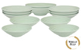 12-piece 8x2.75" Wheat Pulp Spiral Bowl Sets 1000ml (Seaweed)